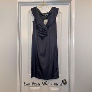 NWT Evan Picone Gray Ruched Sheath Midi Dress